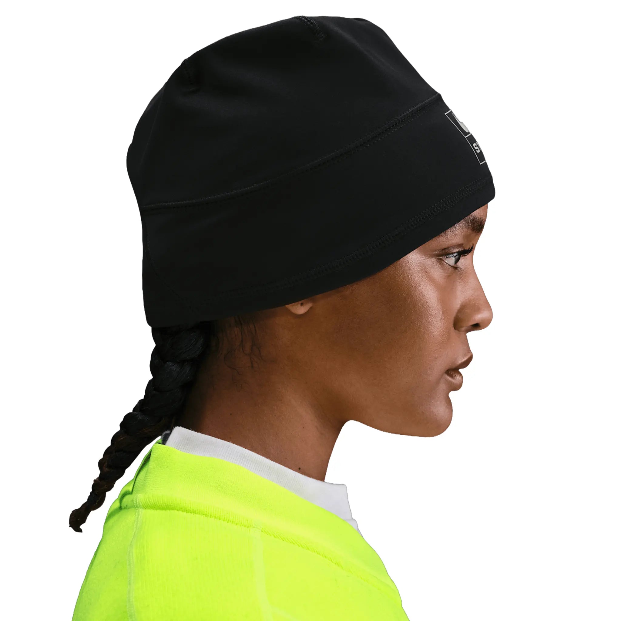 Side View of Stussy x Nike Black Skull Cap HV9115-010